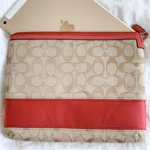 Coach Signature iPad Tablet Sleeve Pink Tan